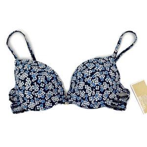 Michael Kors Full Cup Underwire Bikini Top Blue Women's Medium